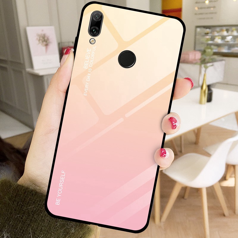 Ốp điện thoại cường lực màu sắc tuyến tính cho Huawei Y7 Pro 2019 Y6Prime 2018 Y5/Y5Prime2018 Y7/Y7Prime 2019 Honor 8X