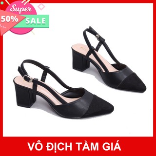 Giày cao gót 5cm cap-toe hở gót đế vuông pixie x623