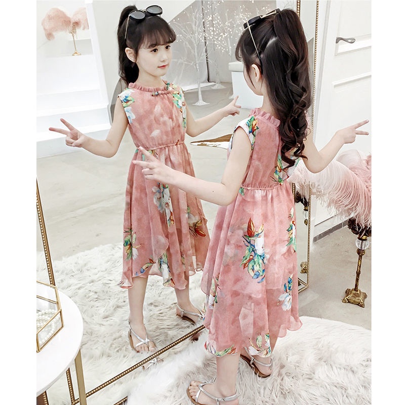 Đầm Voan Hoa Không Tay Thời Trang Mùa Hè Xinh Xắn Dành Cho Bé Gái 3 Đến 4 Đến 5 Đến 6 Đến 7 Đến 8 Đến 9 Đến 10 Đến 11 12 Tuổi 2022