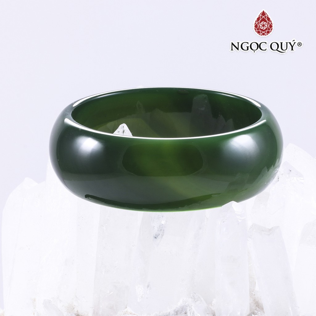 Vòng tay mã não xanh bản hẹ dày ni 58 - Ngọc Quý