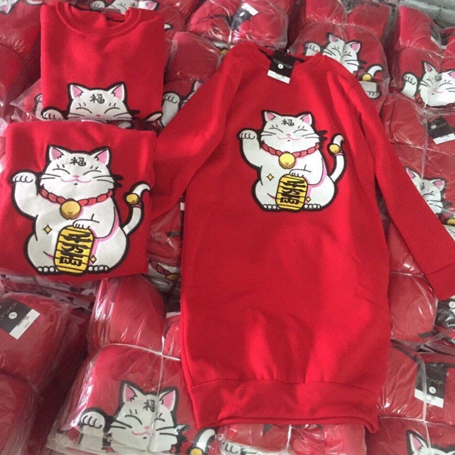 Váy nỉ bông mèo thần tài