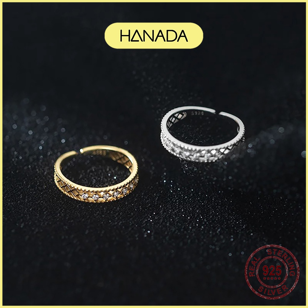 Nhẫn Nữ Bạc 925 Hanada Bản Dày Đá Thoi 0076 M6