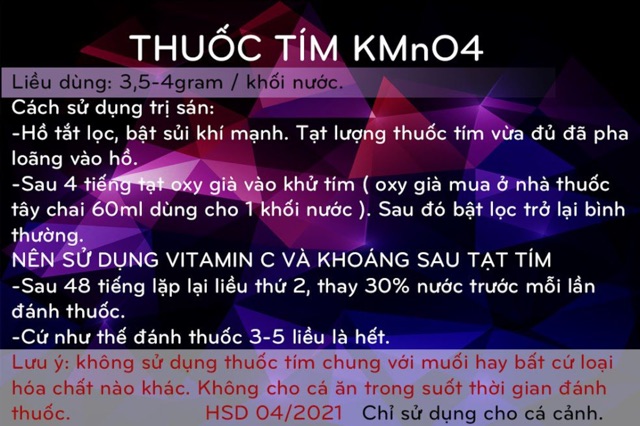 Tím KMnO4. Hủ 100gr