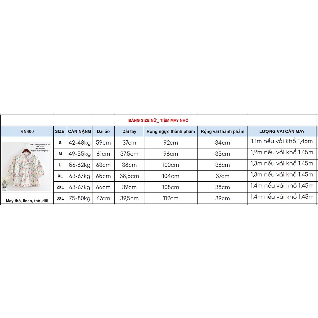 RN400_ Rập giấy may áo bổ trụ nữ