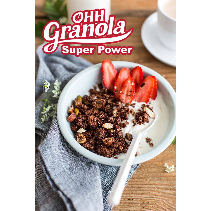 Ngũ Cốc Granola Dinh Dưỡng Dòng Super Power (Ohh Granola) 250g - Yến mạch, chocolate ăn sáng giúp tăng cân