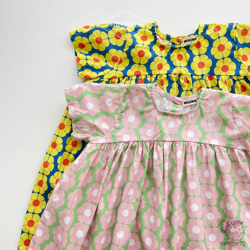 Đầm Tay Ngắn In Hoa Cho Bé Gái