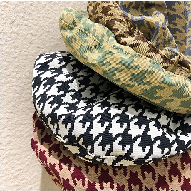 Autumn and winter fashion plaid cotton beret hat for women