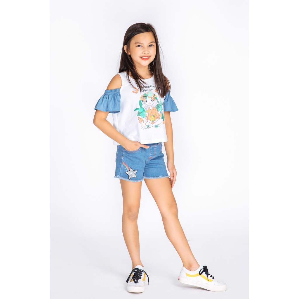 Quần Short Bé Gái Rainbow embroidered pull on shorts M.D.K - năng động, cá tính