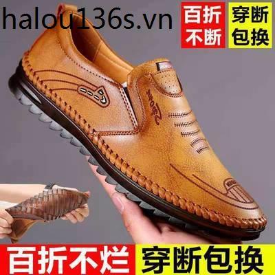 【Hàng Có Sẵn】 Giày Da Đế Mềm Bằng Vải Nhung cotton Ấm Áp Thoải Mái Chống Trượt Thích Hợp Lái Xe Cho Nam