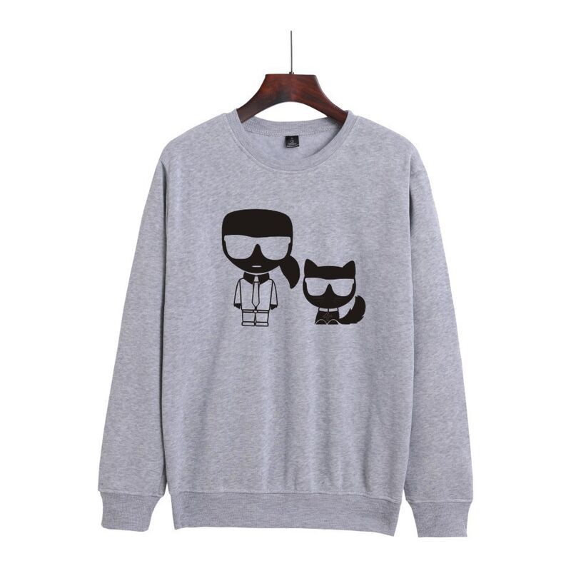 Áo sweater Chui Đầu Cỡ Lớn In Hoạt Hình Karl Lagerfeld Thời Trang Cho Nam Và Nữ