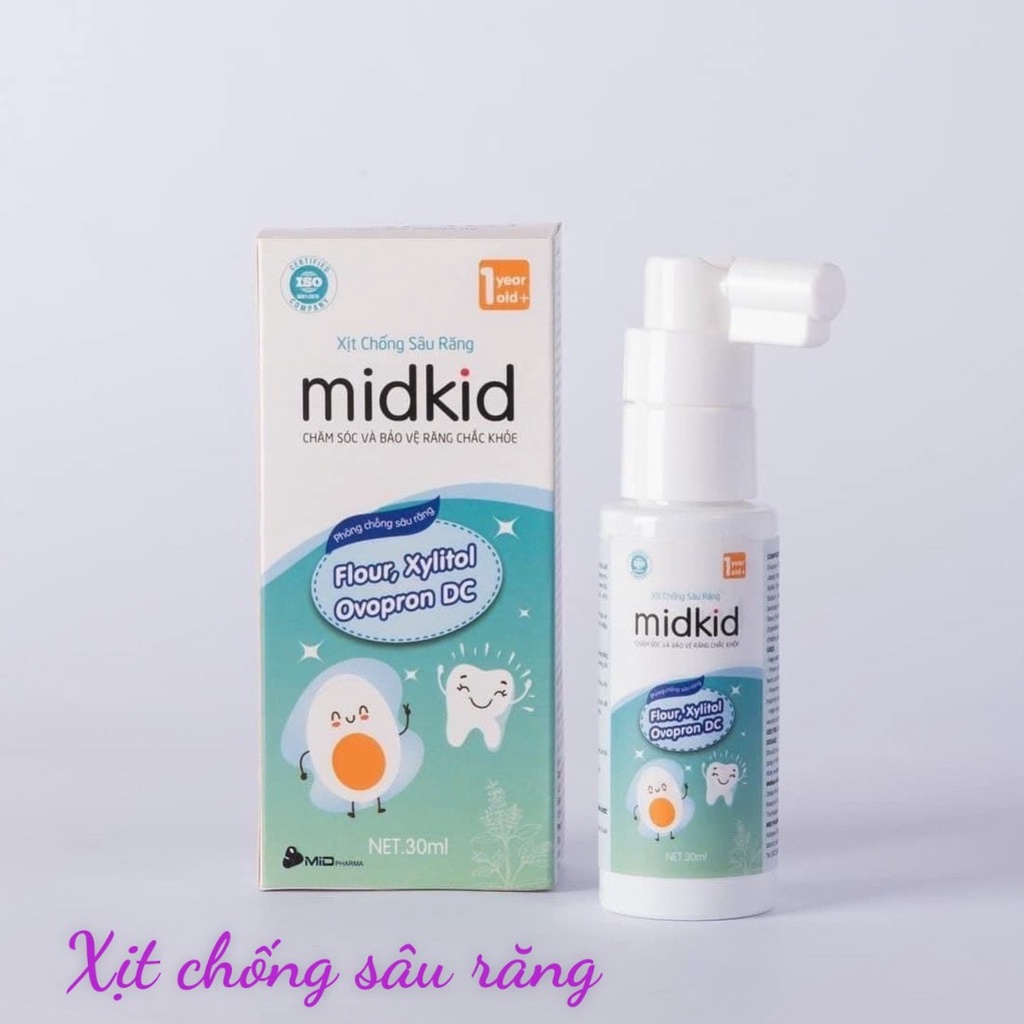 Xịt chống sâu răng Midkid cho bé, chai xịt làm sạch răng miệng ngừa sâu răng chính hãng Midkid