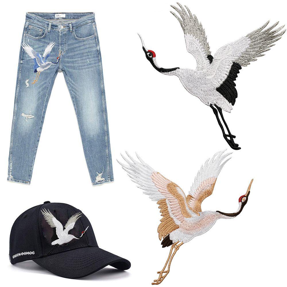 Sticker Ủi Thêu Hình Chim Hạc Phong Cách Trung Hoa