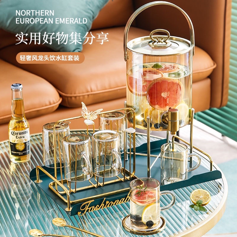 (hàng có sẵn )bộ bình , ly , cốc thủy tinh màu hổ phách chịu nhiệt cao cấp