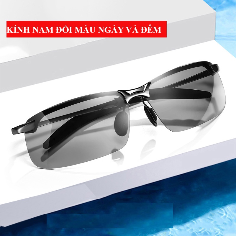 Kính mát nam MH05 cảm quang đổi màu nhẹ khi tiếp xúc ánh nắng trực tiếp kính râm lái xe đi nắng ngày và đêm gọng thép