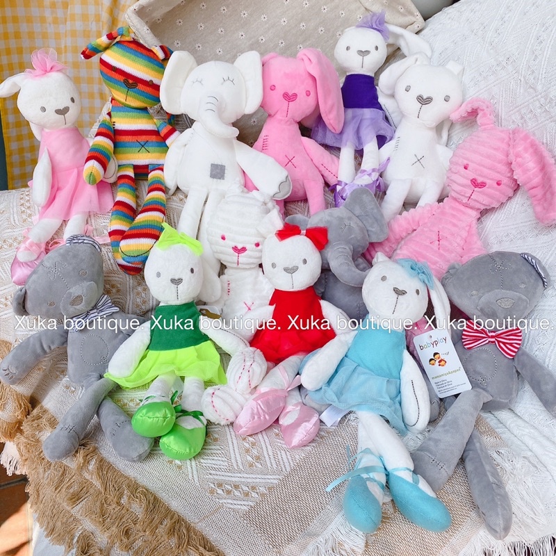 Thỏ Bông Tai Dài Trắng Hồng Thú Bông Cho Bé Ôm Ngủ Chất Đẹp Mềm Mịn