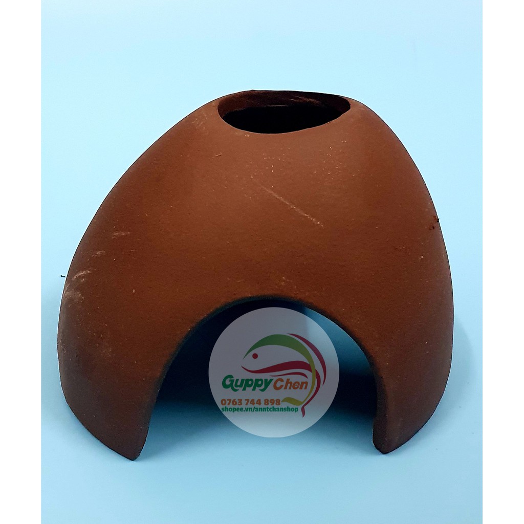 Đồ chơi tép bằng gốm - trang trí hồ cá thủy sinh hình hang trú nón
