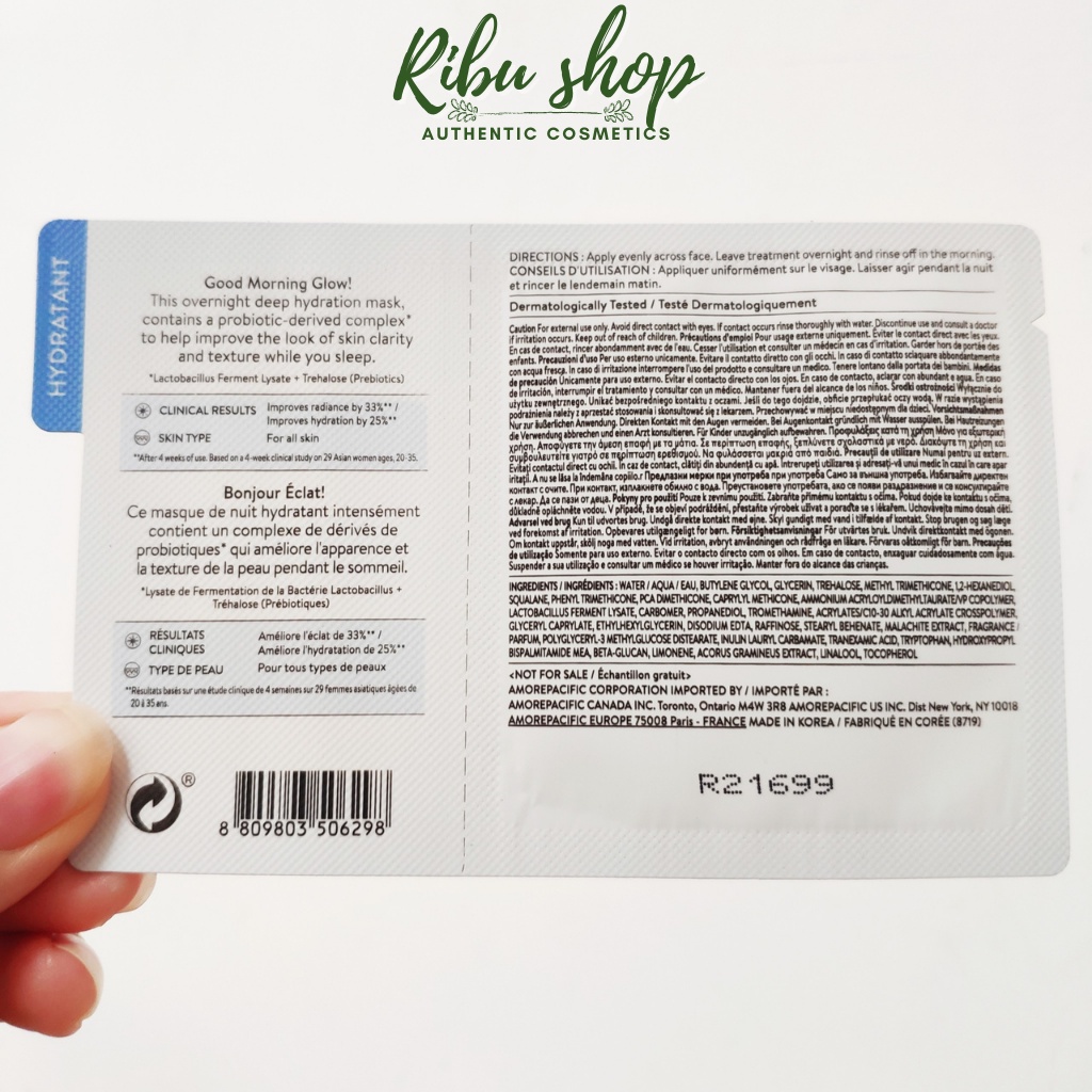 Mẫu thử sample mặt nạ ngủ Laneige Water sleeping mask gói 2ml - Ribu shop