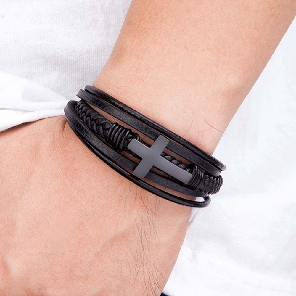 MXGOODS Vòng Tay Da Bện Nhiều Lớp Thời Trang Cho Nam