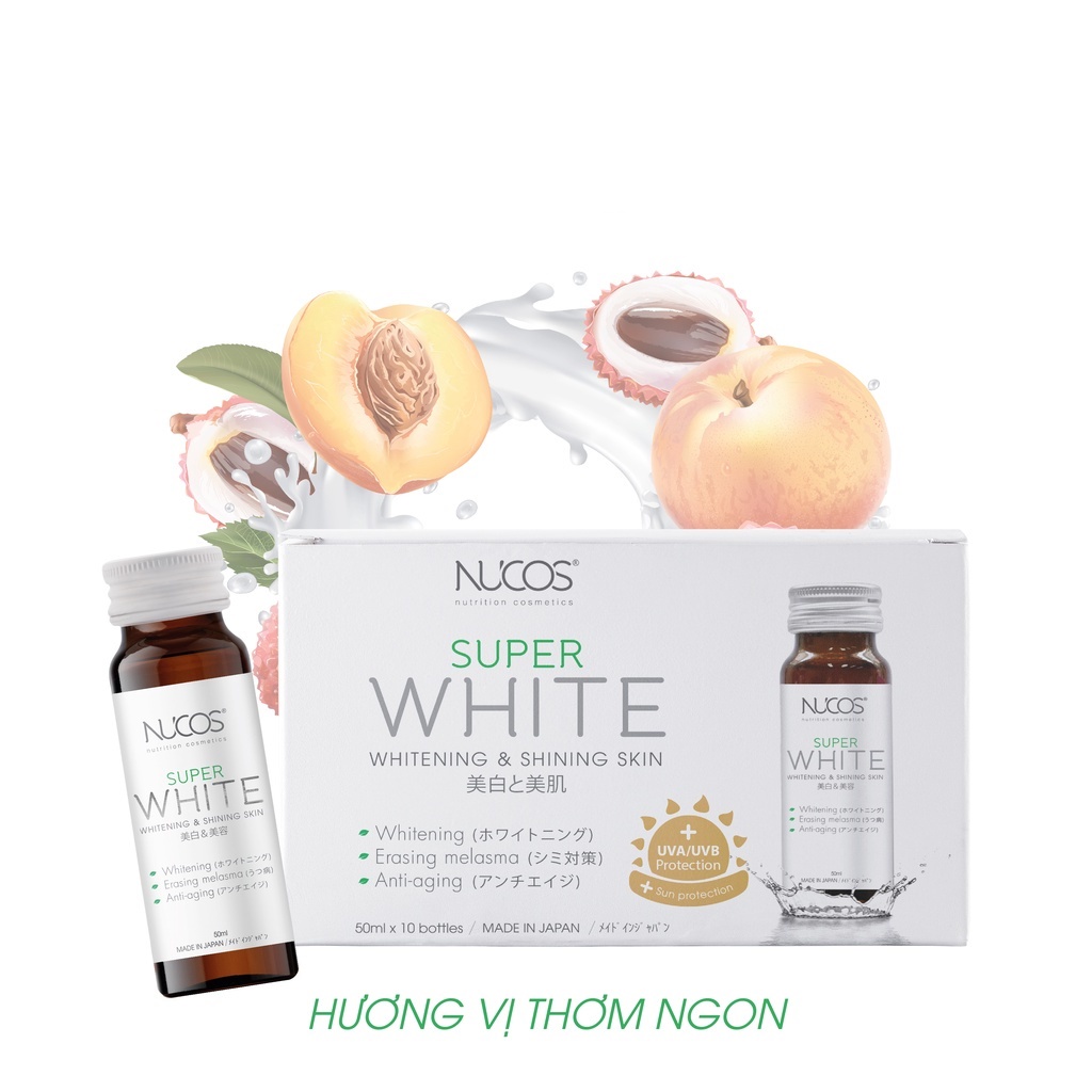 Collagen trắng da mờ thâm nám Nucos Super White 50ml x 10 chai