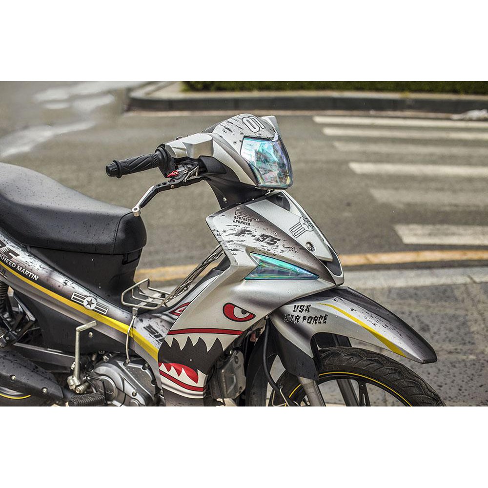 Tem trùm Sirius cá mập xám shark Fi, độ team decal xe máy si spark rẻ đẹp