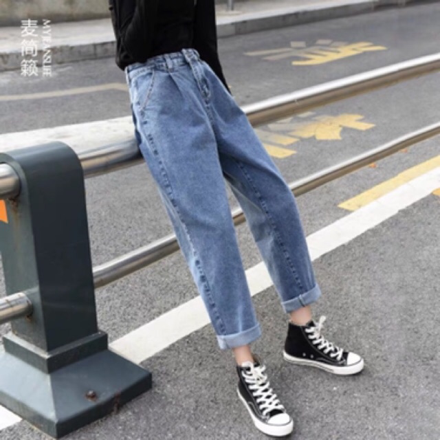 Quần baggy jean chít ly thêu túi mã 3.901, hình thật và video