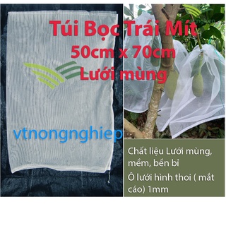 10 Túi bọc mít, 50x70cm, 40x50cm, LƯỚI MÙNG, ô lưới 1mm, túi bao trái mít Thái, bền, sử dụng được nhiều lần