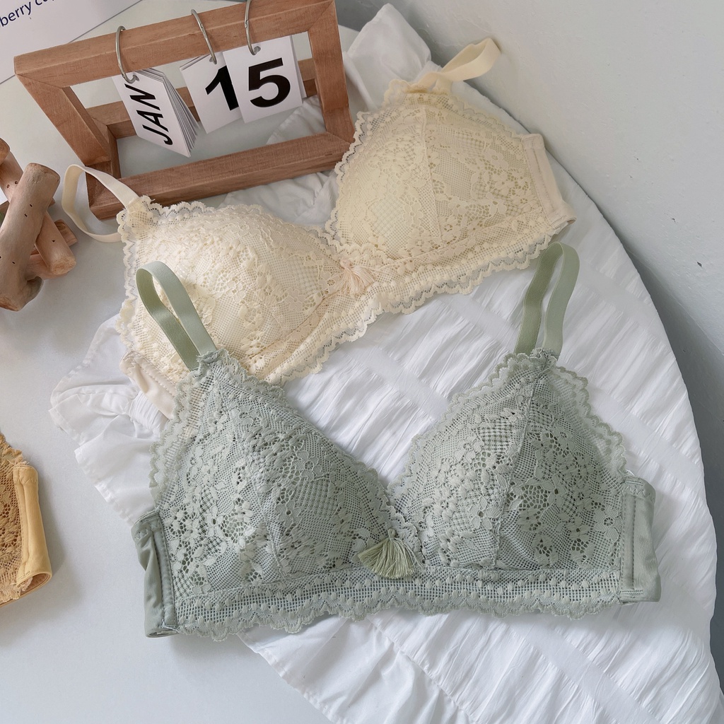 Áo Ngực Nữ Ren Hoa Mút Mỏng, Áo Lót Nữ Không Gọng Tạo Khe ZANABRA A2004