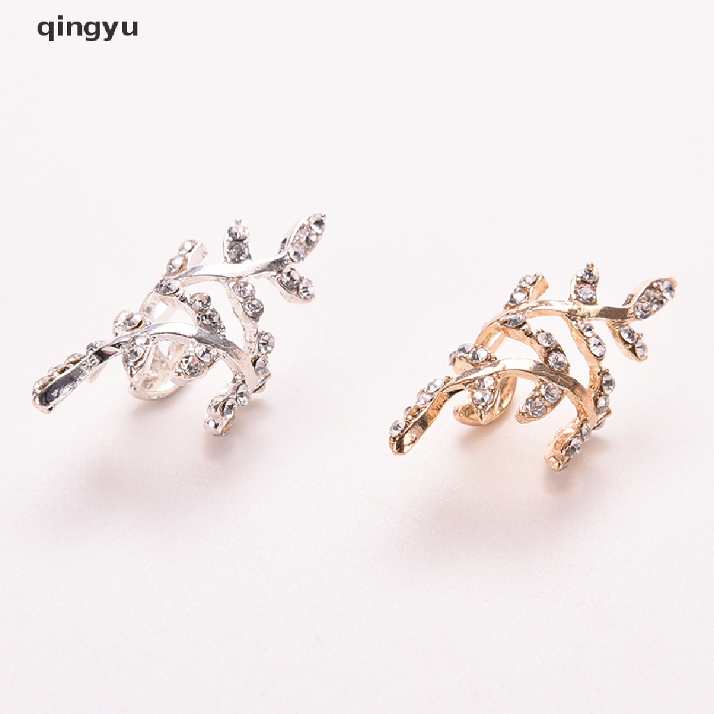 Khuyên Vành Tai Hình Chiếc Lá Đính Pha Lê Phong Cách Punk Rock Cho Nữ