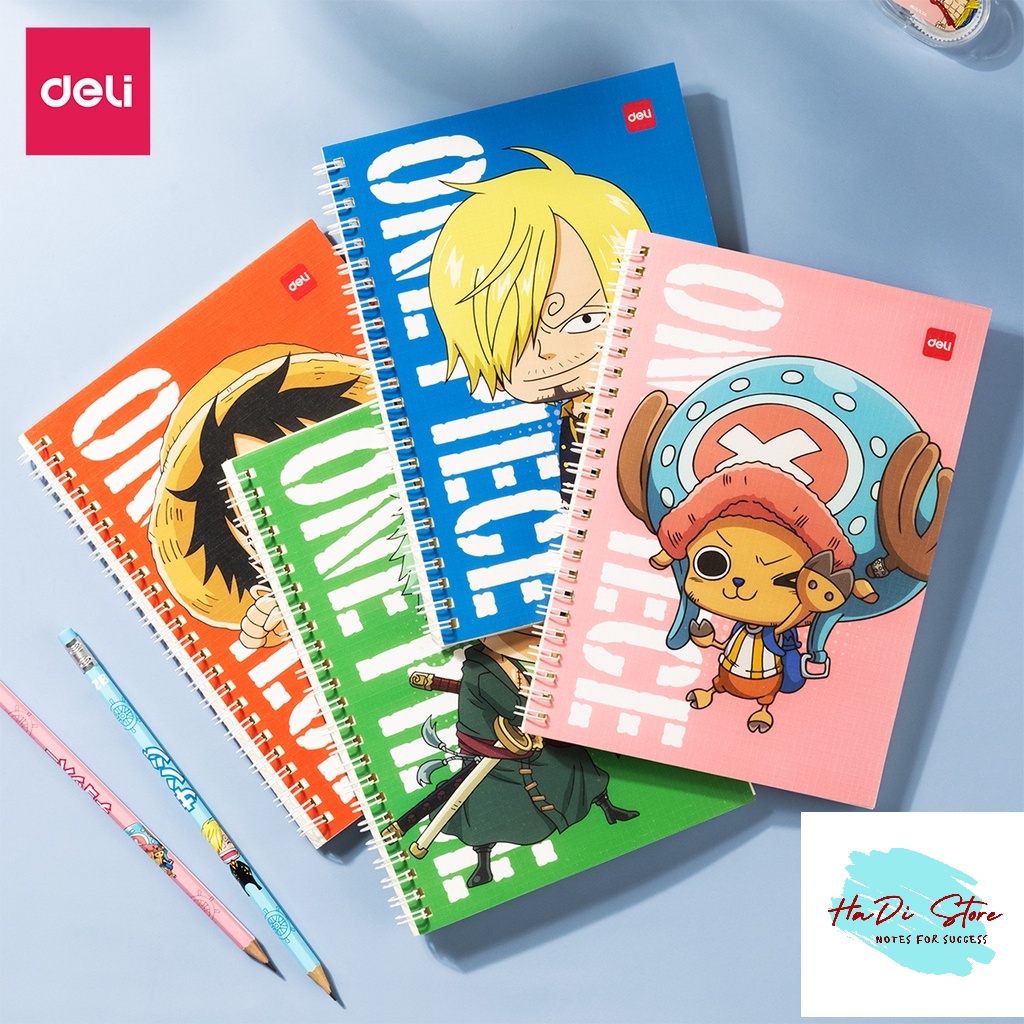 Sổ lò xo kẻ ngang khổ A5 120trang bìa One Piece DELI-EN003