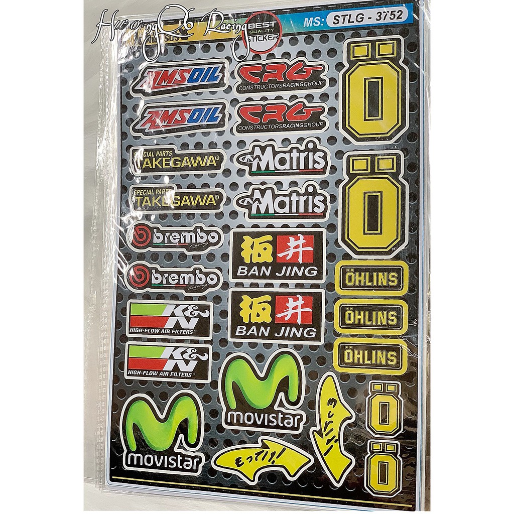 [Mã LIFEAU5SALE giảm 20k đơn 50k] Tem Sticker Hoạt Hình Dán Xe Chữ YSS, OHLINS, BREMBO, MẮT FENDI..