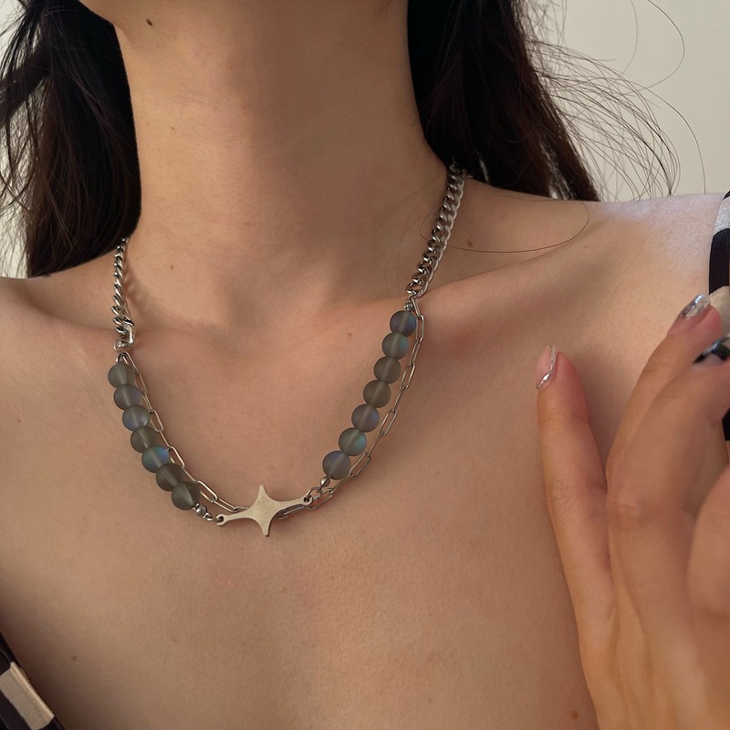 Vòng cổ chuỗi hạt thay đổi màu sắc phong cách cổ điển thời trang