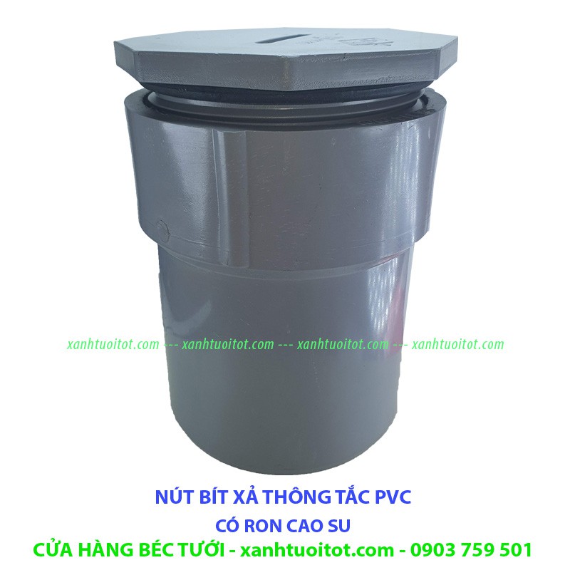 Bộ 2 cái NÚT BÍT XẢ THÔNG TẮC PHI 140 NHỰA PVC - CÓ RON CAO SU