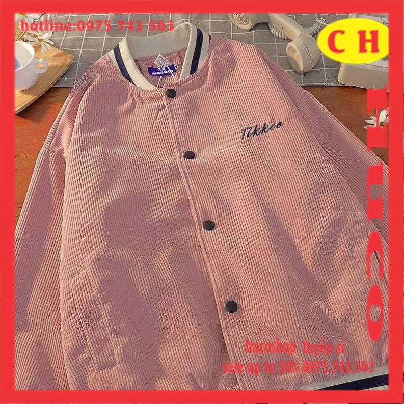 Áo Khoác Bomber TIKKER Chất Nhung tăm  - Áo Bomber Nam Nữ Unisex Freesize thu đông ulzzang From rộng Hàng 1 lớp