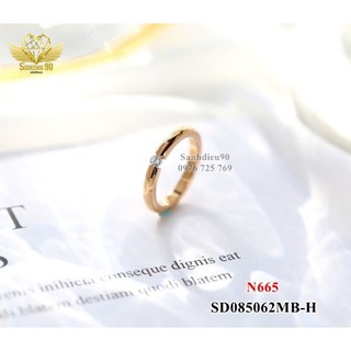 Nhẫn titan nữ trơn 1 đá giữa