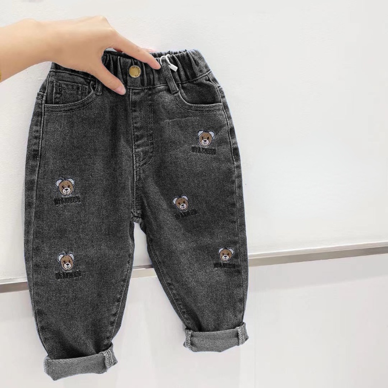 Quần Jean bé trai bé gái,Quần Jeans Thêu Họa Tiết Phong Cách Hàn Quốc Cho Bé Trai