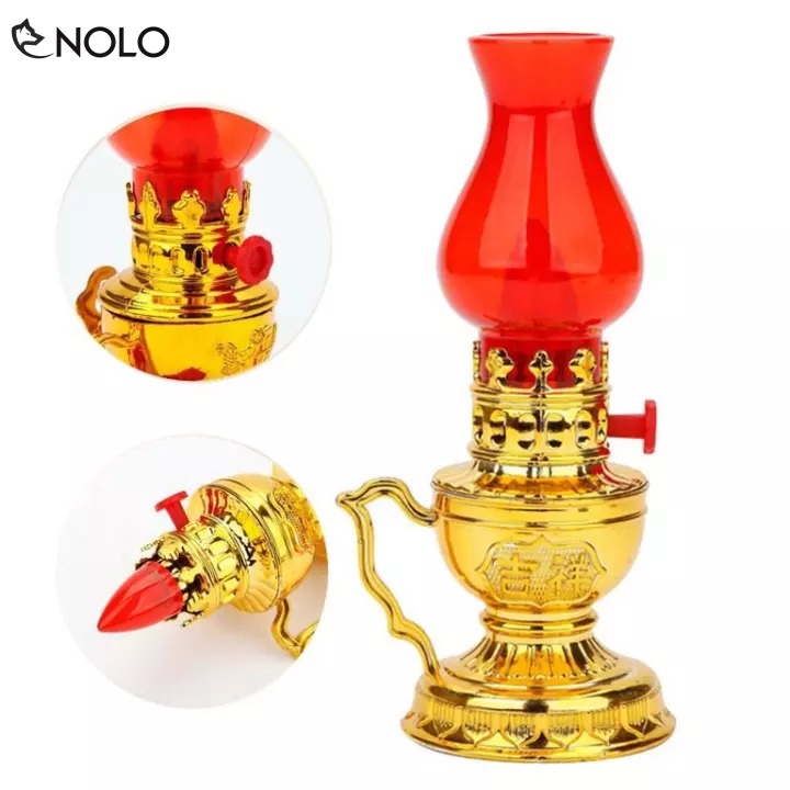 Đèn Dầu Đèn Bàn Thờ Đèn Thờ Điện Vĩnh Cửu Cao 17cm Dùng Nguồn Pin AAA