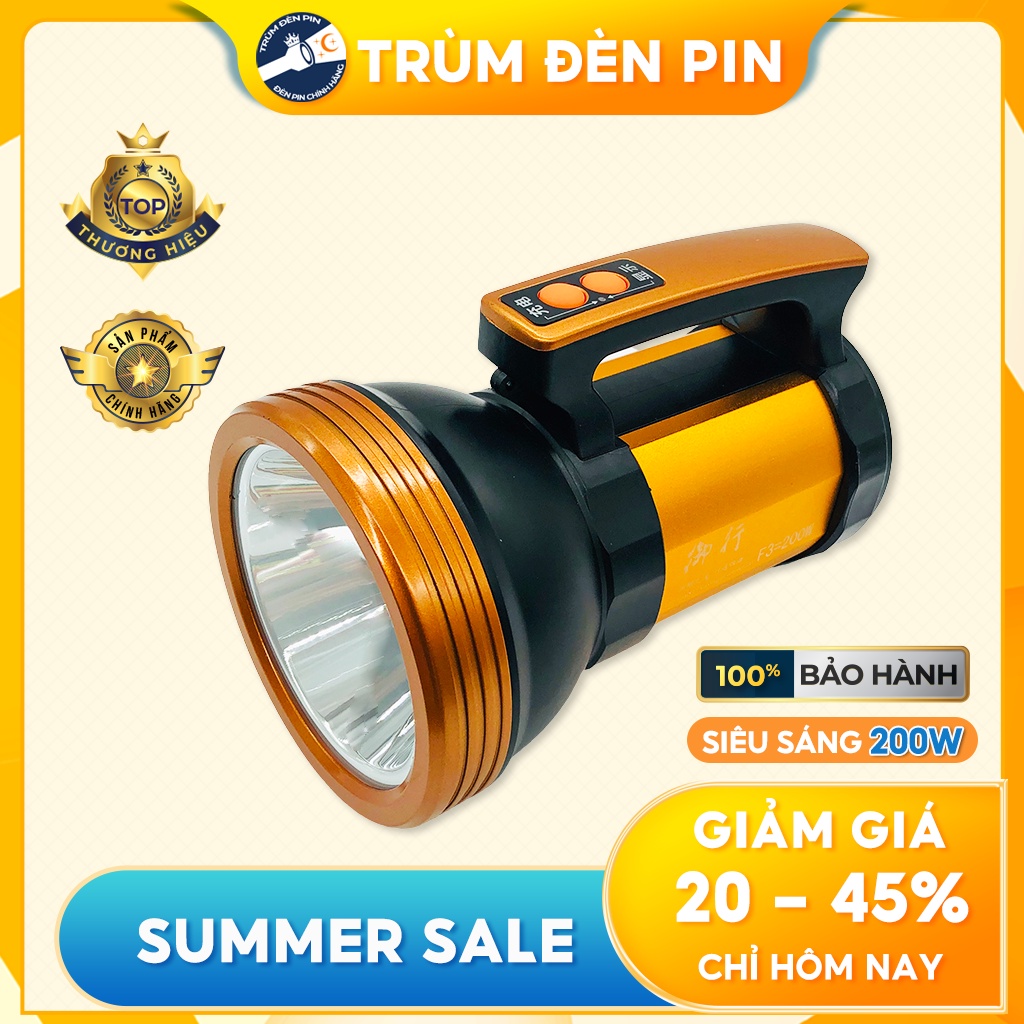 Đèn pin cầm tay siêu sáng 200W YUXING F3 LED chính hãng cao cấp chống nước chuyên dụng đi dã ngoại và phượt