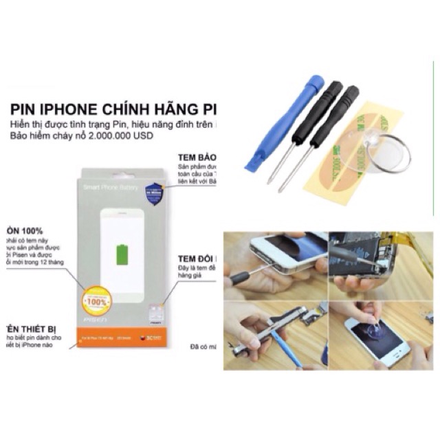 Pin pisen 5/5s/5c tặng kèm tools thay pin