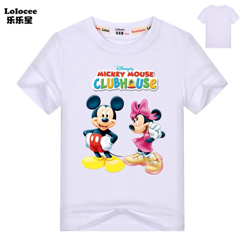 MINNIE Áo Thun Tay Ngắn In Hình Chuột Mickey Dễ Thương Cho Bé