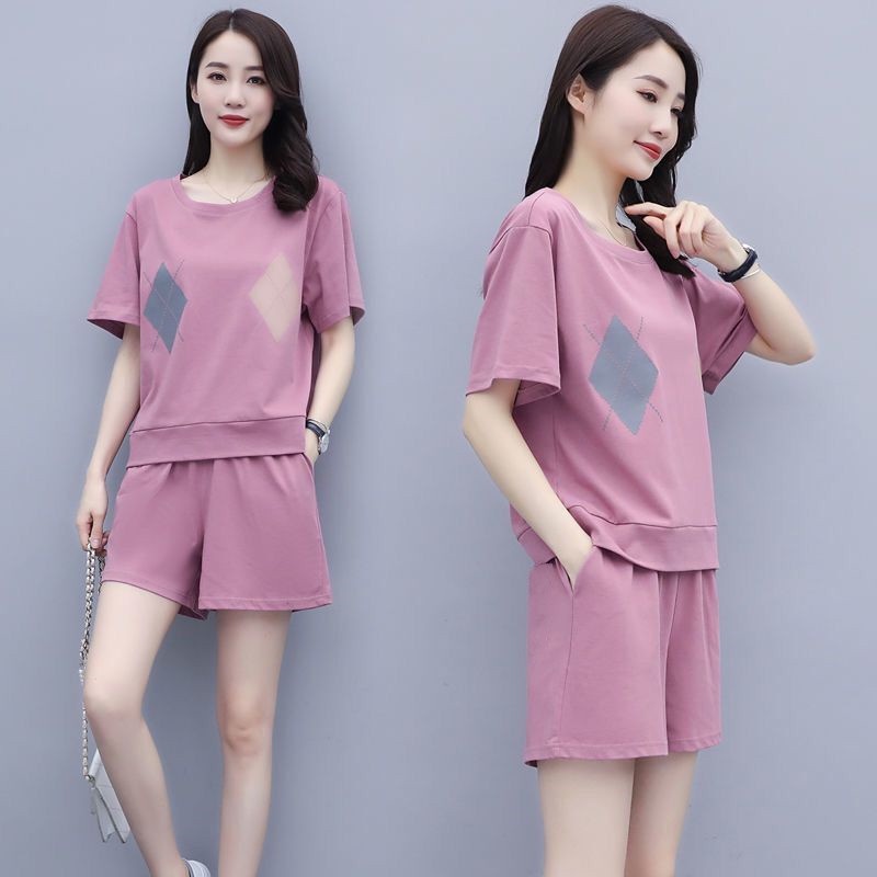 Set Đồ Thể Thao Áo Thun Tay Ngắn Dáng Rộng Cổ Tròn Phong Cách Hàn Quốc Thời Trang Mùa Hè C8542