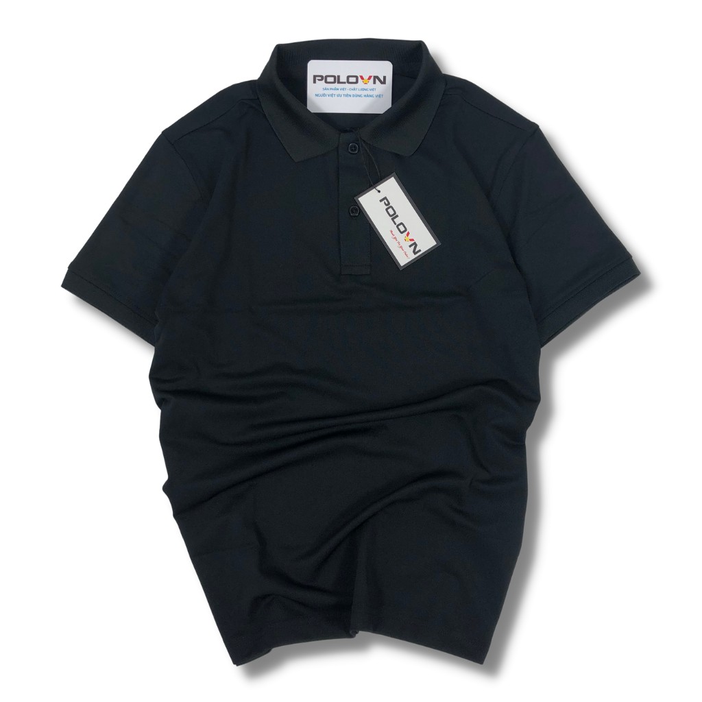 Áo thun Polo nam cổ bẻ Basic màu Đen, vải cá sấu - không xù lông, không ra màu, thấm hút mồ hôi, form regular fit | BigBuy360 - bigbuy360.vn