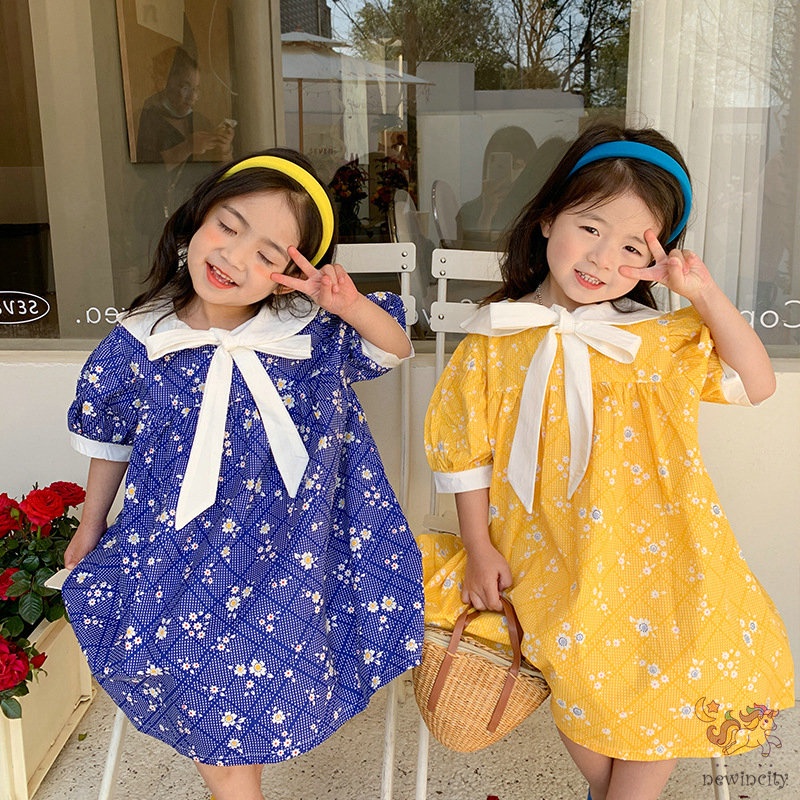 Đầm Xòe Công Chúa In Hoa Phong Cách Hàn Quốc Cho Bé Gái