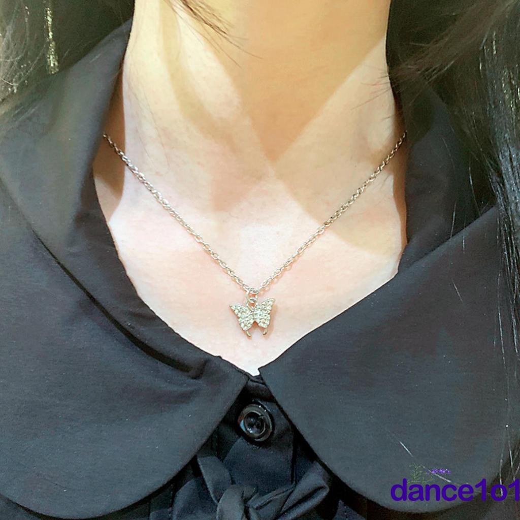 Vòng cổ hai lớp mặt hình bướm đính đá thời trang cho nữ