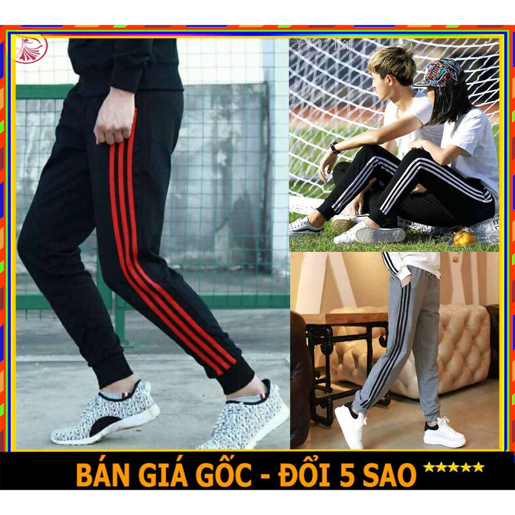 ❤️ SIÊU RẺ ĐẸP ❤️ CÁC MẪU QUẦN NỈ JOGGER THỂ THAO 3 SỌC BO CHÂN ỐNG BÓ NAM NỮ MÀU ĐEN, ĐỎ, XÁM DÀI ẤM MÁT