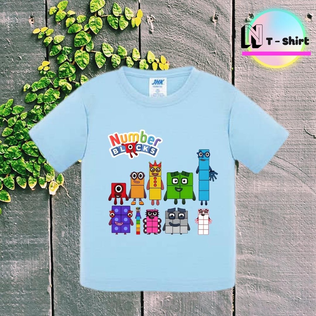 Áo thun cho bé trai và bé gái in hình hoạt hình Number Blocks dễ thương, chất liệu cotton mềm mịn thoáng mát NTShirt 12