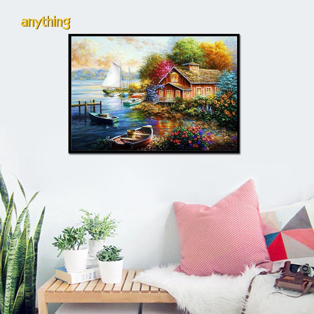 Tranh đính đá trang trí thủ công 5D hình ngôi làng nghệ thuật | BigBuy360 - bigbuy360.vn