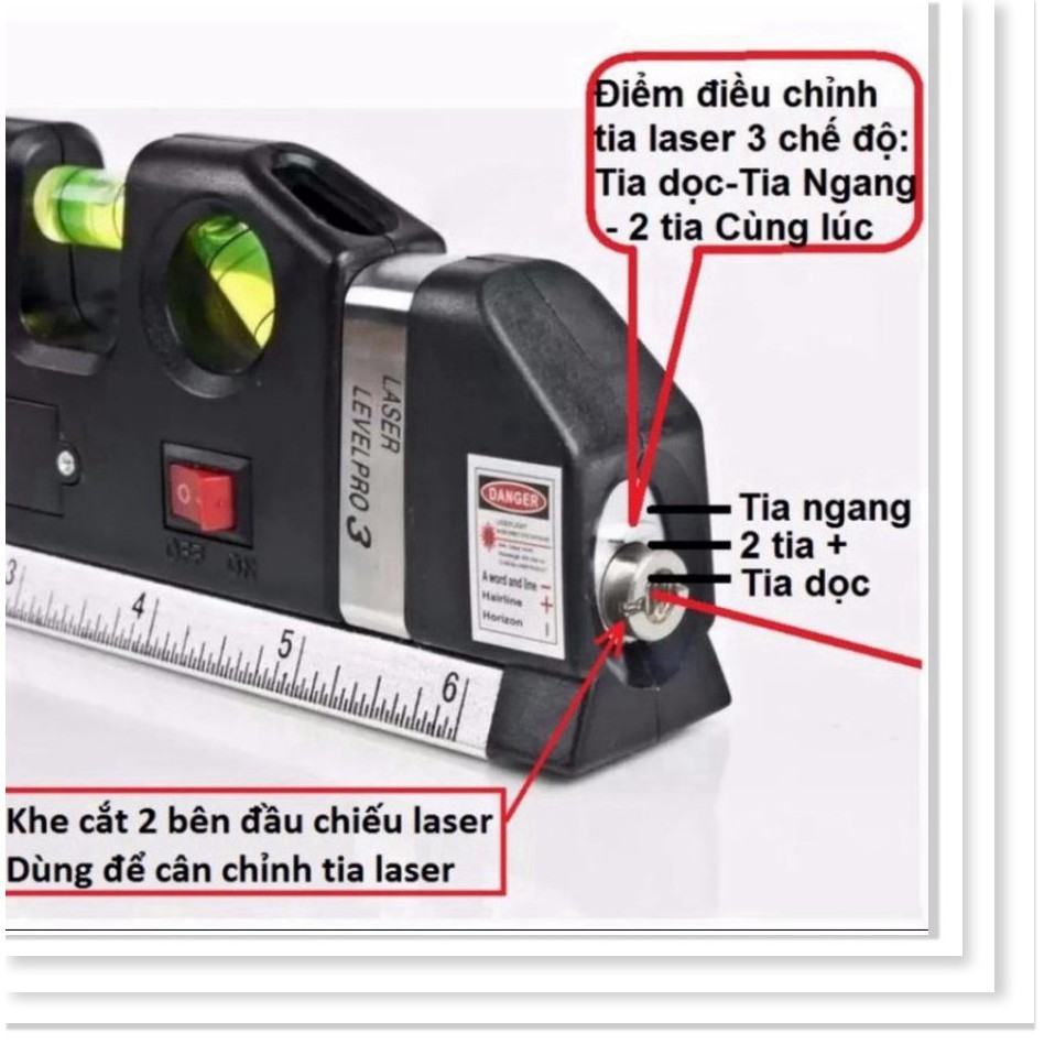 Thước ni vô laser đa năng cân bằng kèm thước kéo 2,5m 206418