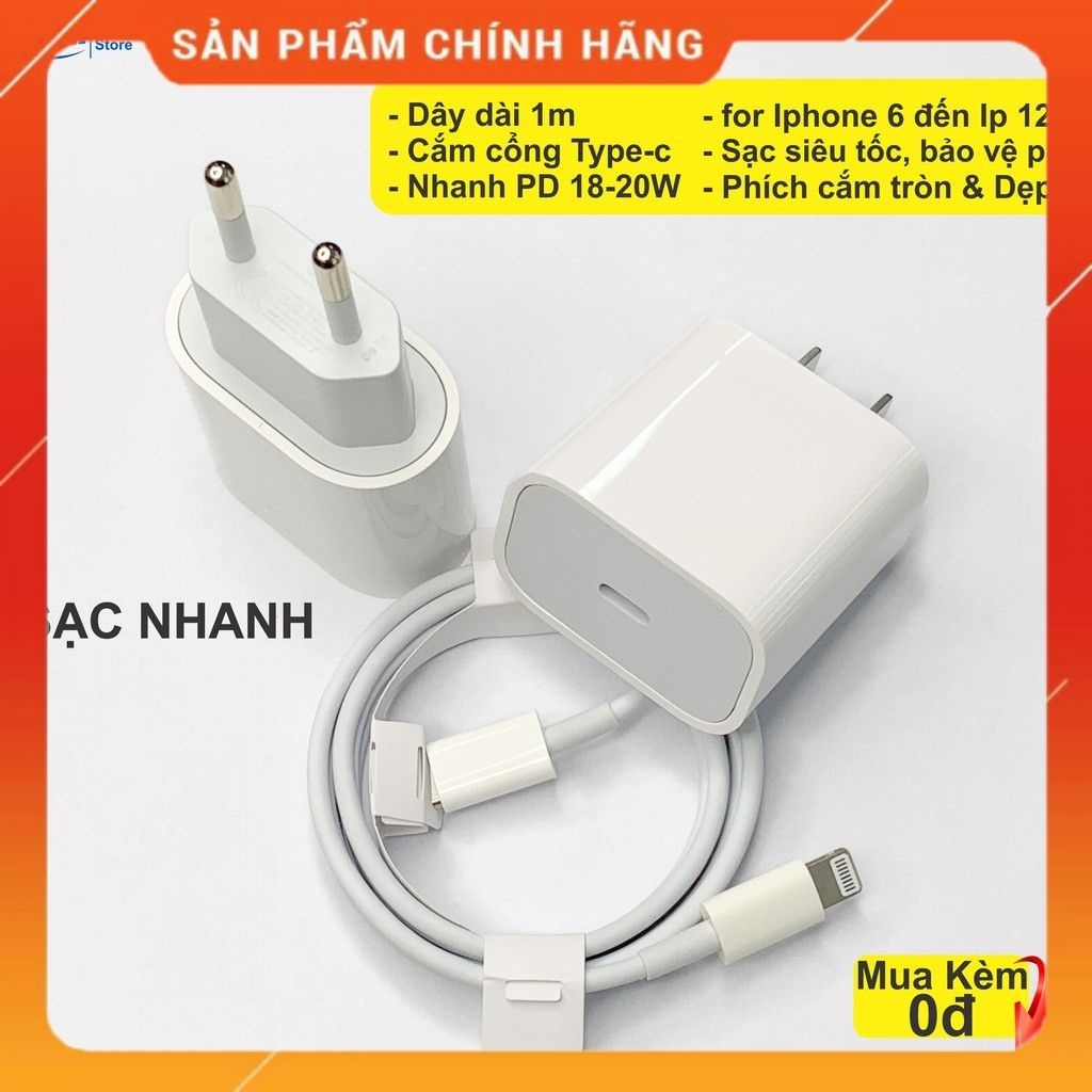 Bộ Sạc Nhanh Pd 18W Dành Cho IP8/8P/X/XS/11/11Pro/11promax Cao Cấp