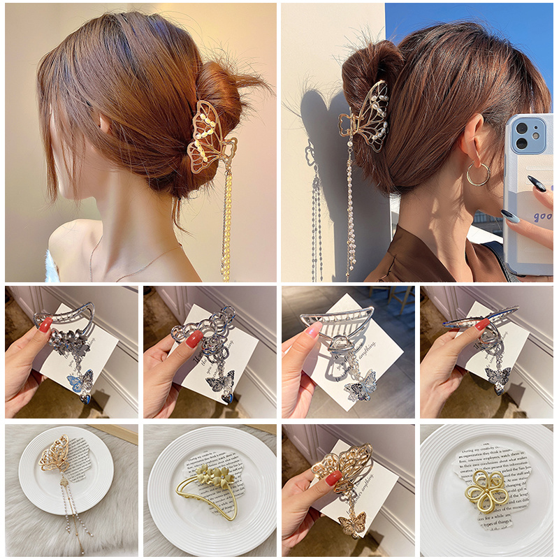 Kẹp Tóc Kim Loại Màu Trơn Phong Cách Hàn Quốc Cho Nữ