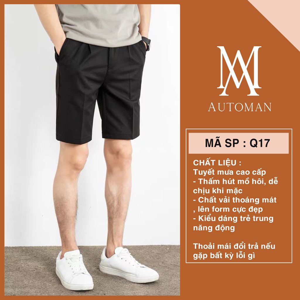 Quần short kaki nam quần đùi lửng form slim màu trơn, dễ phối đồ AUTOMAN Q17